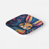 Bunny wervelingen en harten Blauw Papieren Bordje (Gebogen)