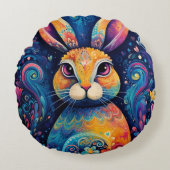 Bunny wervelingen en harten Blauw Rond Kussen (Voorkant)