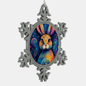 Bunny wervelingen en harten Blauw Tin Sneeuwvlok Ornament (Links)