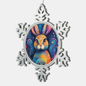 Bunny wervelingen en harten Blauw Tin Sneeuwvlok Ornament (Rechts)