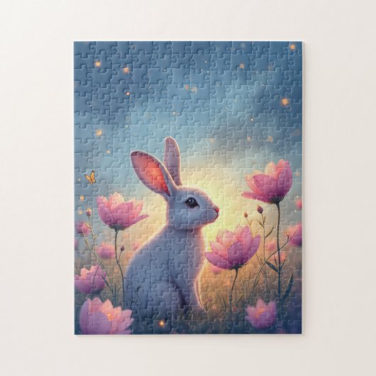 Bunny Whimsical wilde bloemen Legpuzzel (Verticaal)