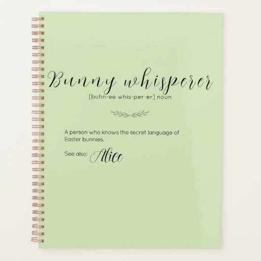 Bunny Whisperer Gepersonaliseerde Limoen Cream Pas Planner (Voorkant)