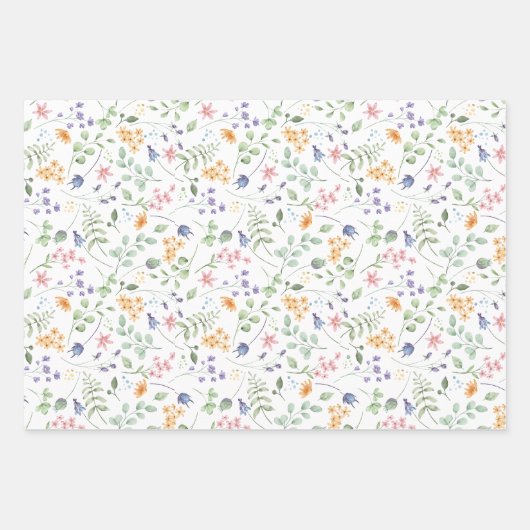 Bunny wilde bloemen aangepaste naam inpakpapier vel (Voorkant)