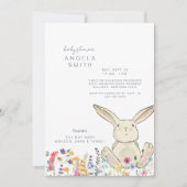 Bunny & Wilde Bloemen Kleurrijke Gestreepte Baby S Kaart (Voorkant)