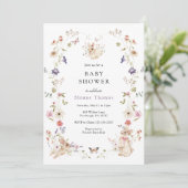 Bunny Wildflower Baby shower Kaart (Staand voorkant)