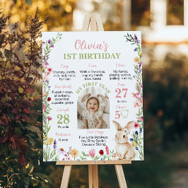Bunny Wildflower Eerste jaar Foto Milestone Poster