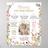 Bunny Wildflower Eerste jaar Foto Milestone Poster (Voorkant)