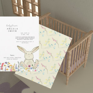 Bunny & Wildflower Kleurrijk Baby shower Kaart
