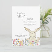 Bunny & Wildflower Kleurrijk Baby shower Kaart (Staand voorkant)