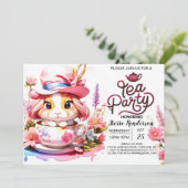 Bunny Wildflower Tea Party Baby shower Kaart (Staand voorkant)
