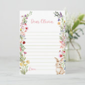 Bunny Wildflower Time Capsule Note Bericht Kaart (Staand voorkant)