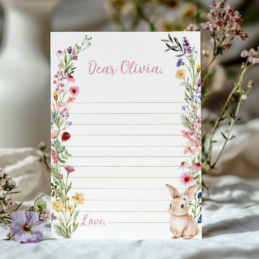 Bunny Wildflower Time Capsule Note Bericht Kaart