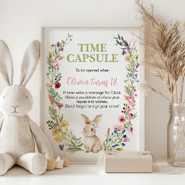 Bunny Wildflower Verjaardagsfeest Tijd Capsule Tek Poster