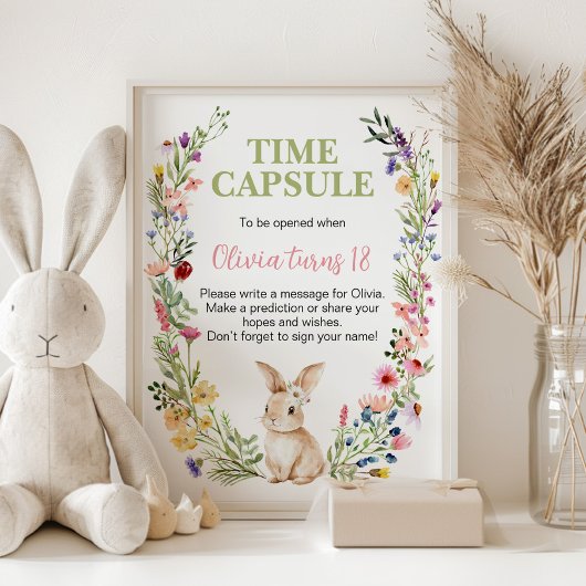Bunny Wildflower Verjaardagsfeest Tijd Capsule Tek Poster