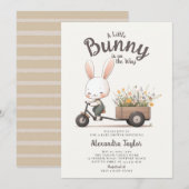 Bunny Wildflower Wagon Bruin Sage Baby Jongen Douc Kaart (Voorkant / Achterkant)