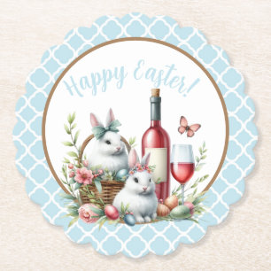Bunny & Wine Waterverf Papier Onderzetter