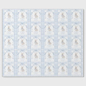 Bunny Wishes & Baby Kisses Baby Shower Cadeaupapier (Vlak)
