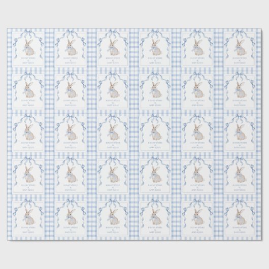 Bunny Wishes & Baby Kisses Baby Shower Cadeaupapier (Vlak)