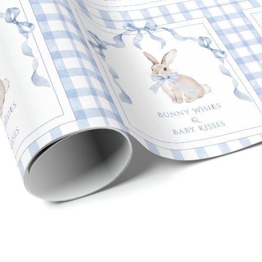 Bunny Wishes & Baby Kisses Baby Shower Cadeaupapier (Rol Hoek)