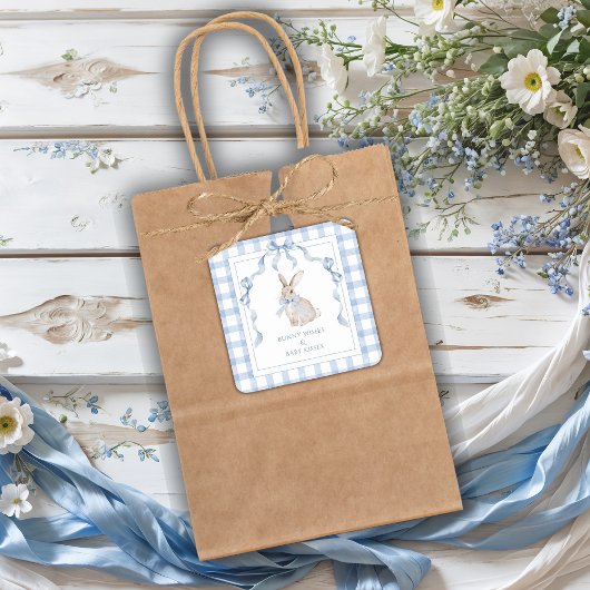 Bunny Wishes & Baby Kisses Baby Shower Vierkante Sticker