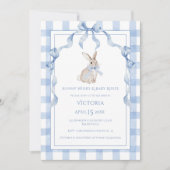 Bunny Wishes & Baby Kisses Blue Baby Shower Kaart (Voorkant)