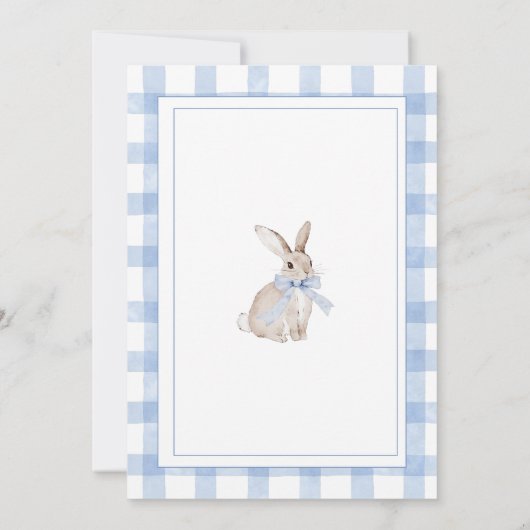 Bunny Wishes & Baby Kisses Blue Baby Shower Kaart (Achterkant)