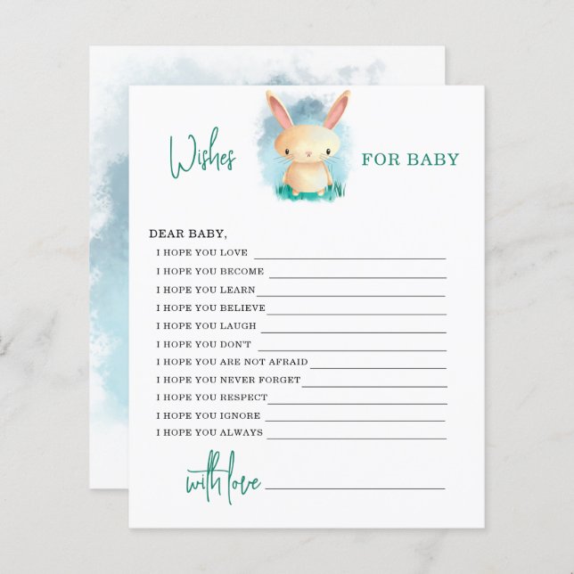 Bunny Wishes for baby card (Voorkant / Achterkant)
