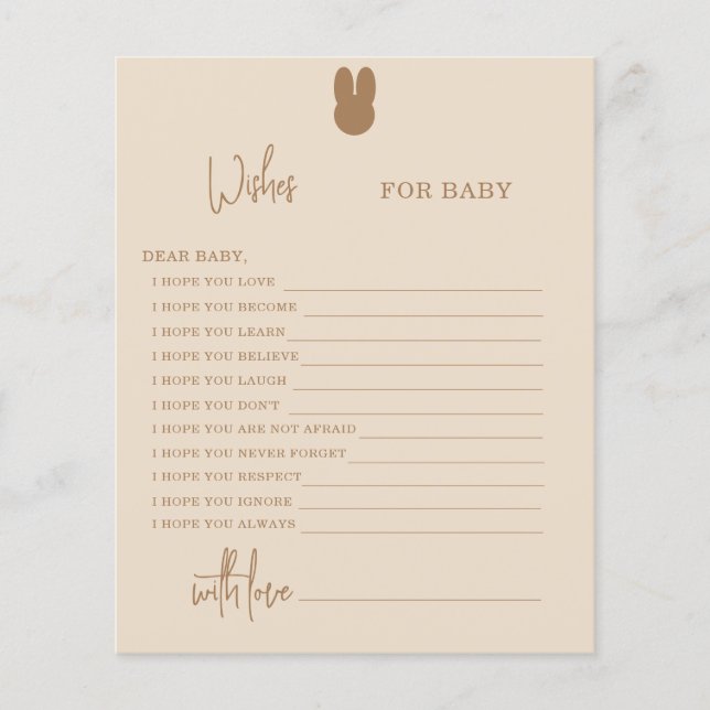 Bunny Wishes for baby card (Voorkant)