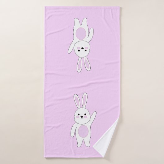 Bunny. Wit en roze Badhanddoek (Badhanddoek)