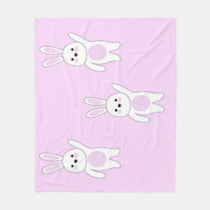 Bunny. Wit en roze. Fleece Deken