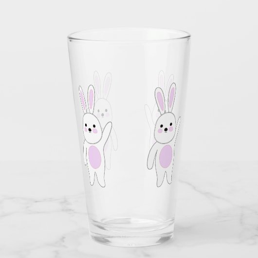 Bunny. Wit en roze. Glas (Achterkant)