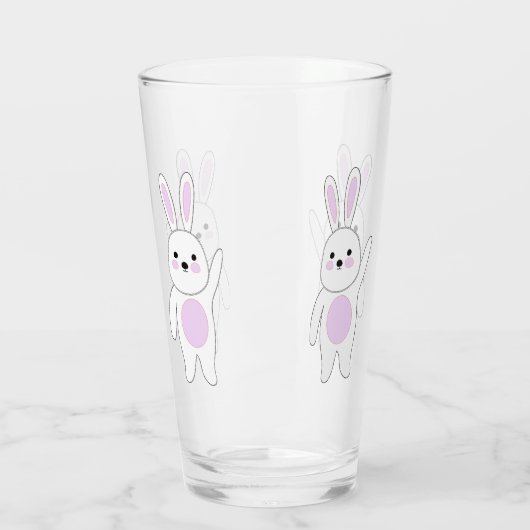 Bunny. Wit en roze. Glas (Links)