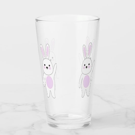 Bunny. Wit en roze. Glas (Rechts)
