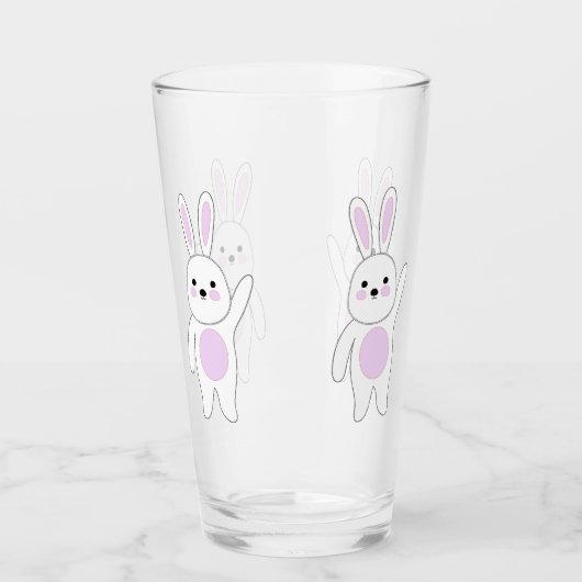 Bunny. Wit en roze. Glas (Voorkant)