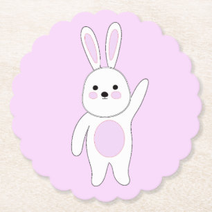 Bunny. Wit en roze. Kartonnen Onderzetters