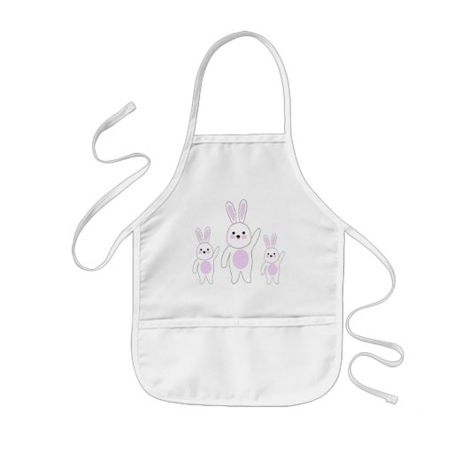 Bunny. Wit en roze. Kinder Schort (Voorkant)