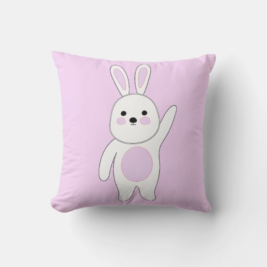 Bunny. Wit en roze. Kussen (Voorkant)