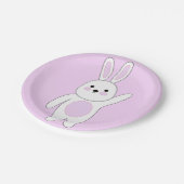 Bunny. Wit en roze Papieren Bordje (Gekanteld)