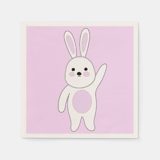 Bunny. Wit en roze Servet (Voorkant)