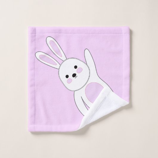 Bunny. Wit en roze Washandje (Wasdoekje)