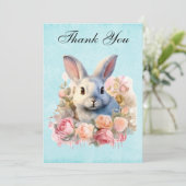 Bunny with a Garland of Roses Cute Bedankkaart (Staand voorkant)