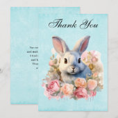 Bunny with a Garland of Roses Cute Bedankkaart (Voorkant / Achterkant)