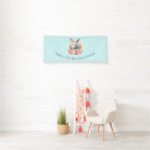 Bunny with a Garland of Roses Cute Birthday Spandoek (Insitu)