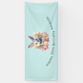 Bunny with a Garland of Roses Cute Birthday Spandoek (Verticaal)
