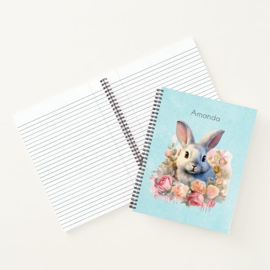 Bunny with a Garland of Roses Cute Notitieboek (Binnen)