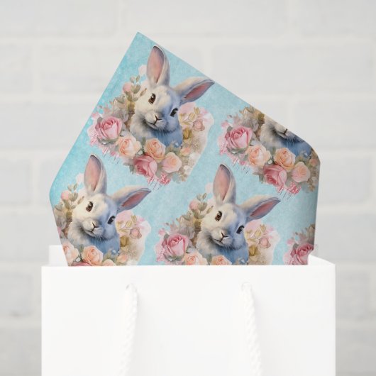 Bunny with a Garland of Roses Cute Pattern Tissuepapier (Cadeauzakje)