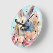 Bunny with a Garland of Roses Cute Ronde Klok (Hoek)