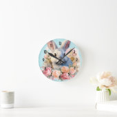 Bunny with a Garland of Roses Cute Ronde Klok (Huis)