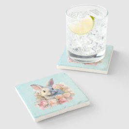 Bunny with a Garland of Roses Cute Stenen Onderzetter