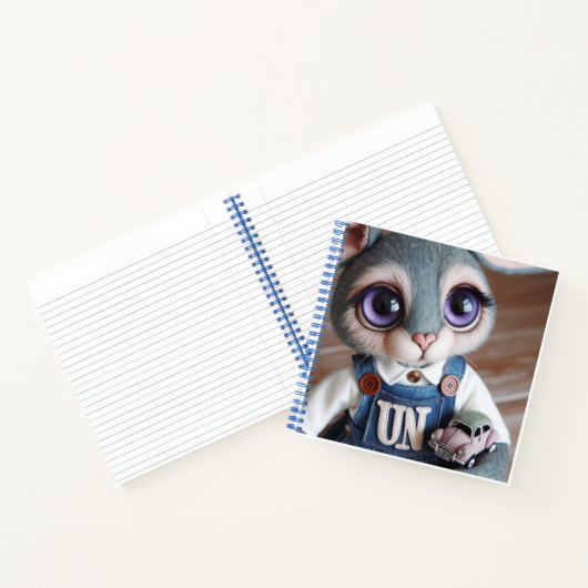 Bunny with a Toy Car in Denim Overalls Notitieboek (Binnen)